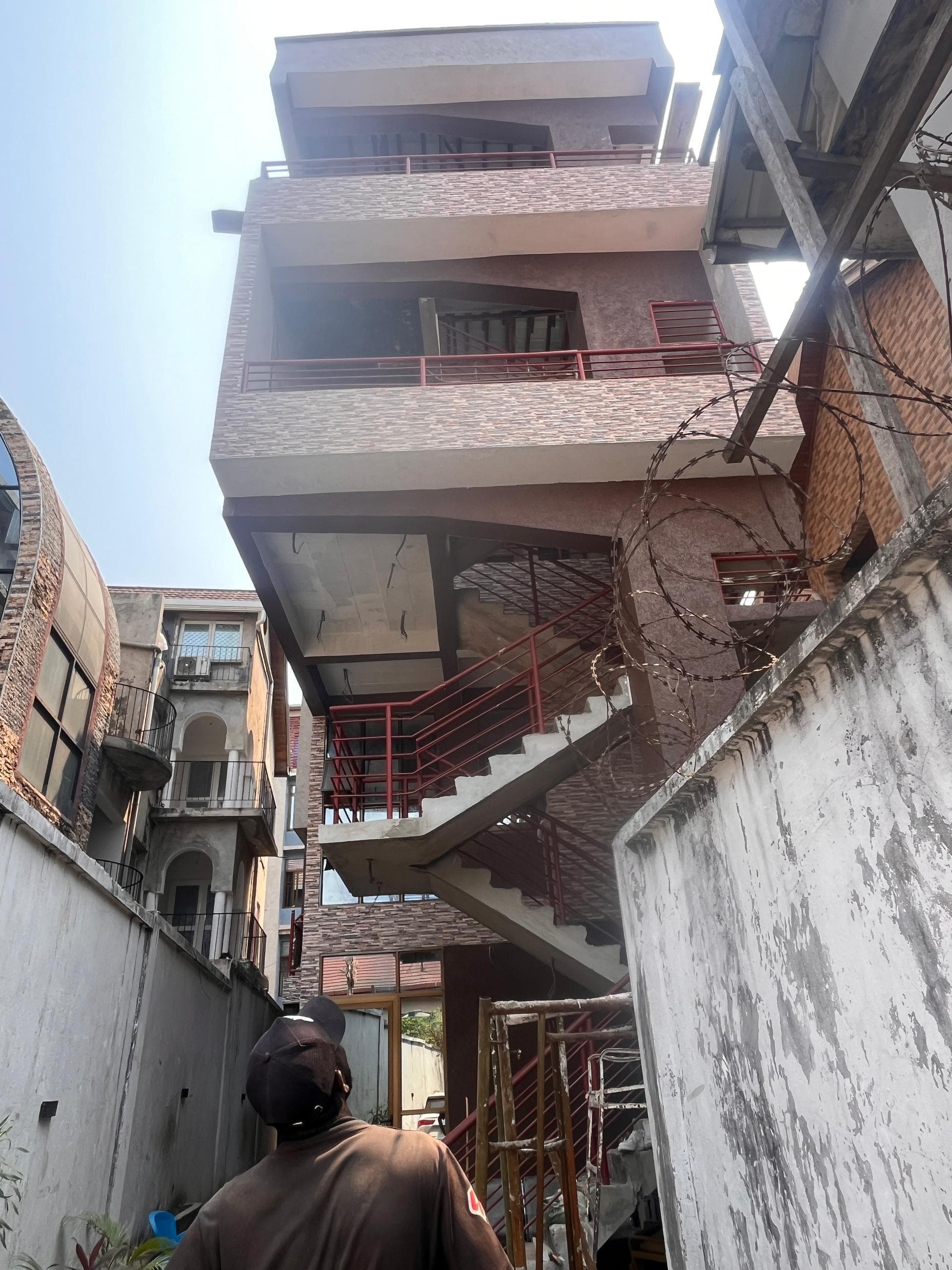 A modern residential building with a unique facade.